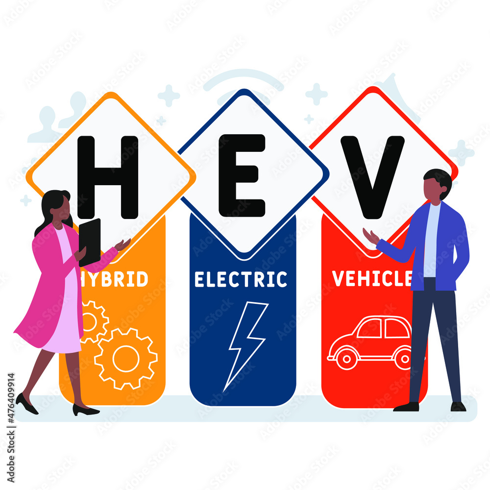 HEV Hybrid Electric Vehicle acronym. business concept background