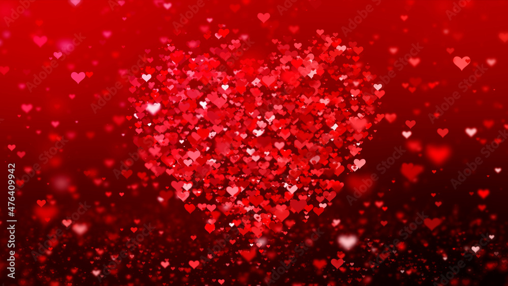 Glamour Red Heart Shapes Particles Background Saint Valentine’s Day and Wedding