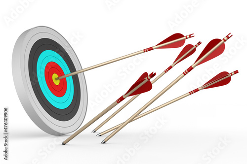 Arrow and target on white b...