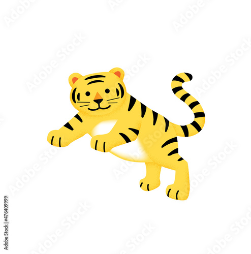Fototapeta Naklejka Na Ścianę i Meble -  Leaping cartoon tiger, year of tiger illustration