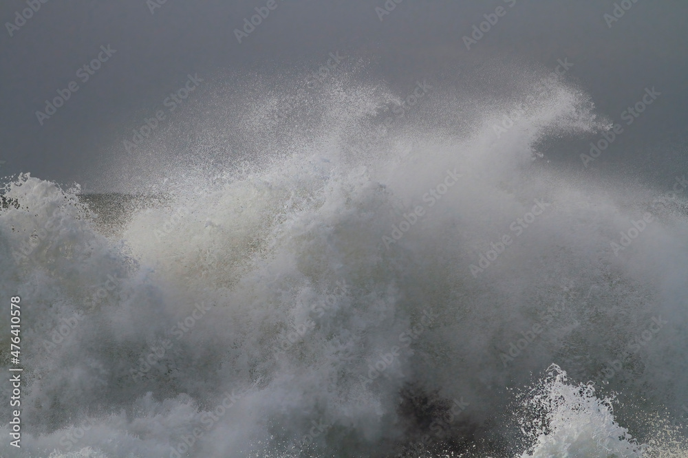 Stormy wave splash close-up