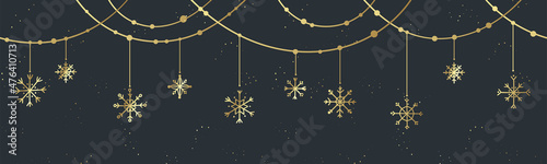 Beautiful hand drawn snowflakes seamless pattern, fragile winter background, great for textiles, banners, wallpaper, wrapping - vector design