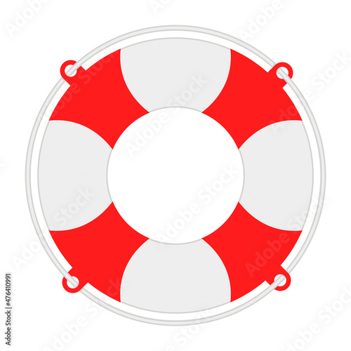 Vector  life buoy with rope - assistance or help symbol isolated on white background