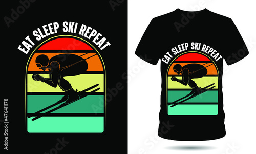 eat sleep ski repeat tshirt design