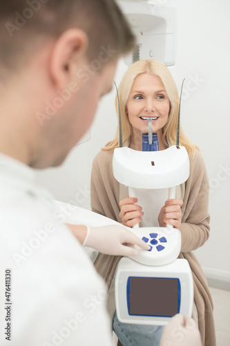 Close up picture of medical equipment in the dental clinic photo