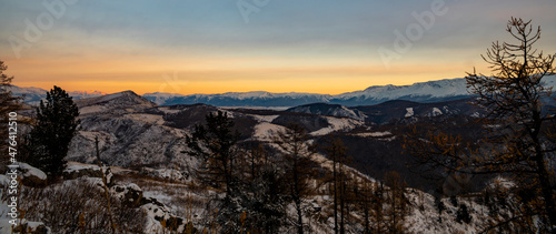 sunset in the mountains
