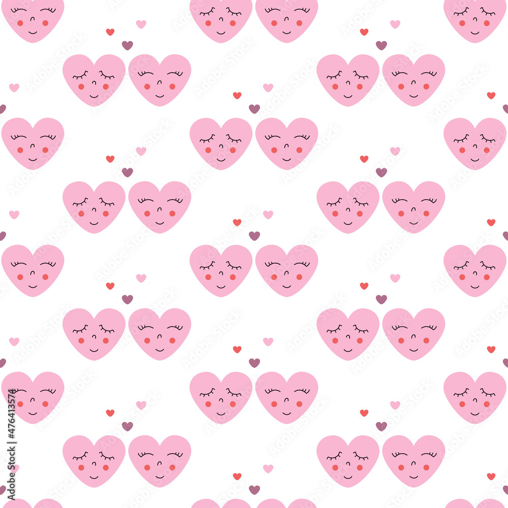 Seamless repeating pattern of cute couple of funny faces. Valentine's Day Pattern Seamless repeating pattern of cute couple of funny faces. Valentine's Day Pattern