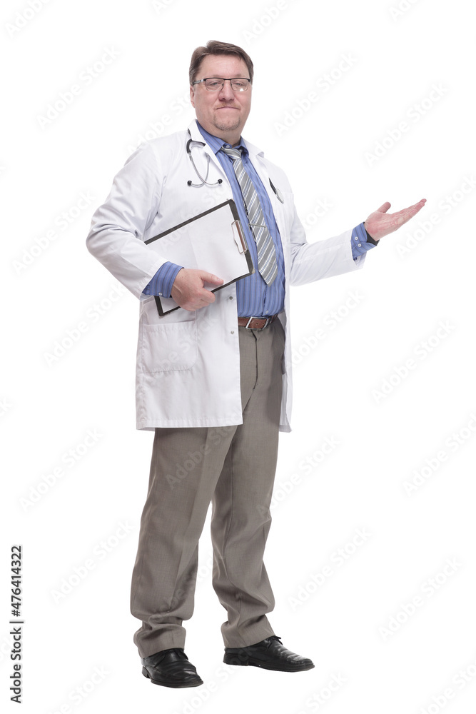 in full growth. qualified doctor with a clipboard. in full growth. qualified doctor with a clipboard.