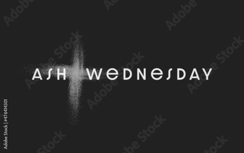 Ash Wednesday, the first day of Lent is a holy day of prayer and fasting. Web banner, program, social graphic, logo, simple.