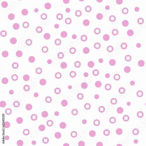 Polka dot seamless vector background. Pink geometric elements on a white background. Abstract Geometric Background. Template for packaging, notebooks, cards, wallpaper, textiles and other uses.
