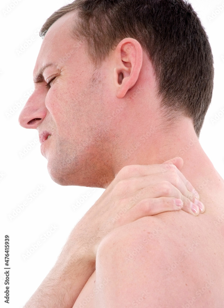 Obraz premium Mann mit Nackenschmerzen