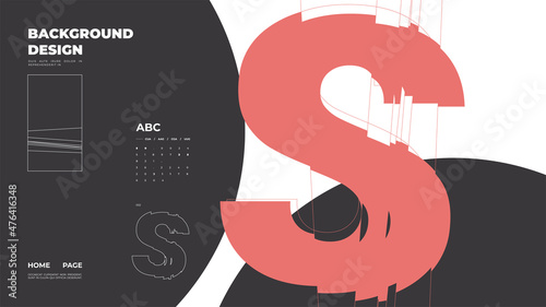 Abstract homepage background. Minimal illustration. Chopped, cut, glitch, broken type, lite composition.