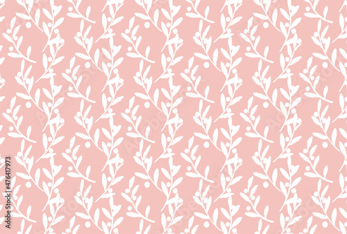 実のついた白い草木のピンク背景の壁紙