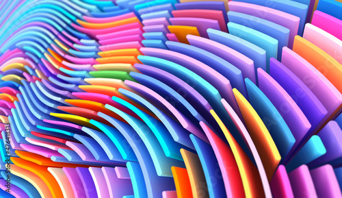 Wallpaper Mural 3D render abstract background of smooth lines of spline gradient multicolor waves with dof Torontodigital.ca