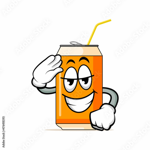 Isolated orange can drink cartoon mascot evil laugh vector graphics