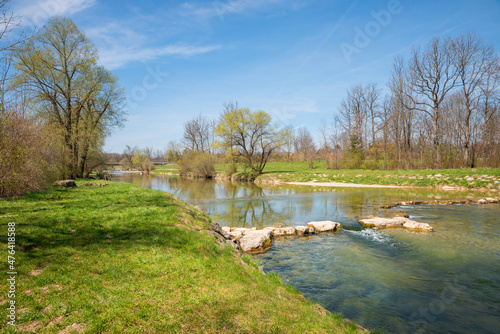 riparian zone Mangfall river near Bad Aibling, upper bavarian landscape