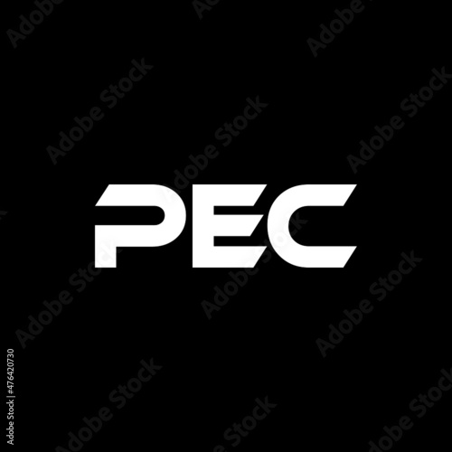 PEC letter logo design with black background in illustrator, vector logo modern alphabet font overlap style. calligraphy designs for logo, Poster, Invitation, etc.	
