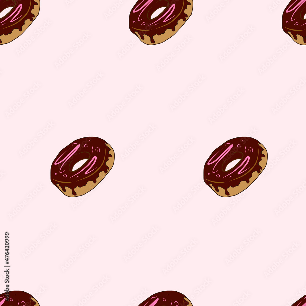Fototapeta premium Vector children's design for backgrounds and fabrics, postcards, stickers.Donuts