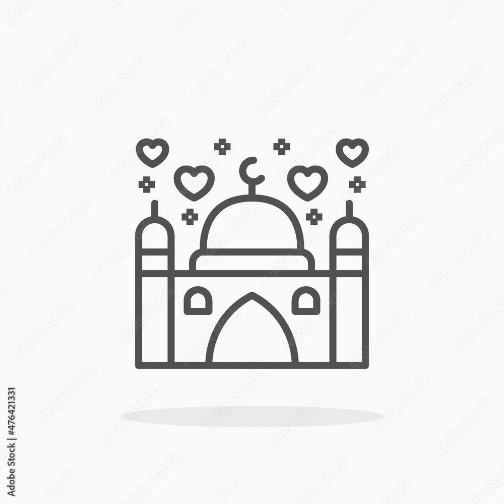 Mosque Wedding icon. Editable Stroke and pixel perfect. Outline style. Vector illustration. Enjoy this icon for your project.