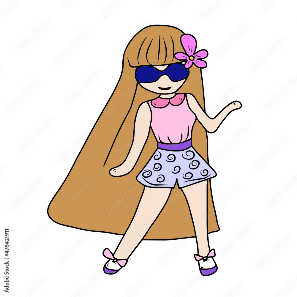 Vector children's design for backgrounds and fabrics, postcards, stickers. Cute funny girls Vector children's design for backgrounds and fabrics, postcards, stickers. Cute funny girls