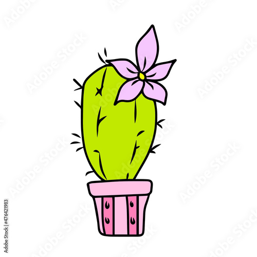 Vector children's design for backgrounds and fabrics, postcards.Cactus in a pot