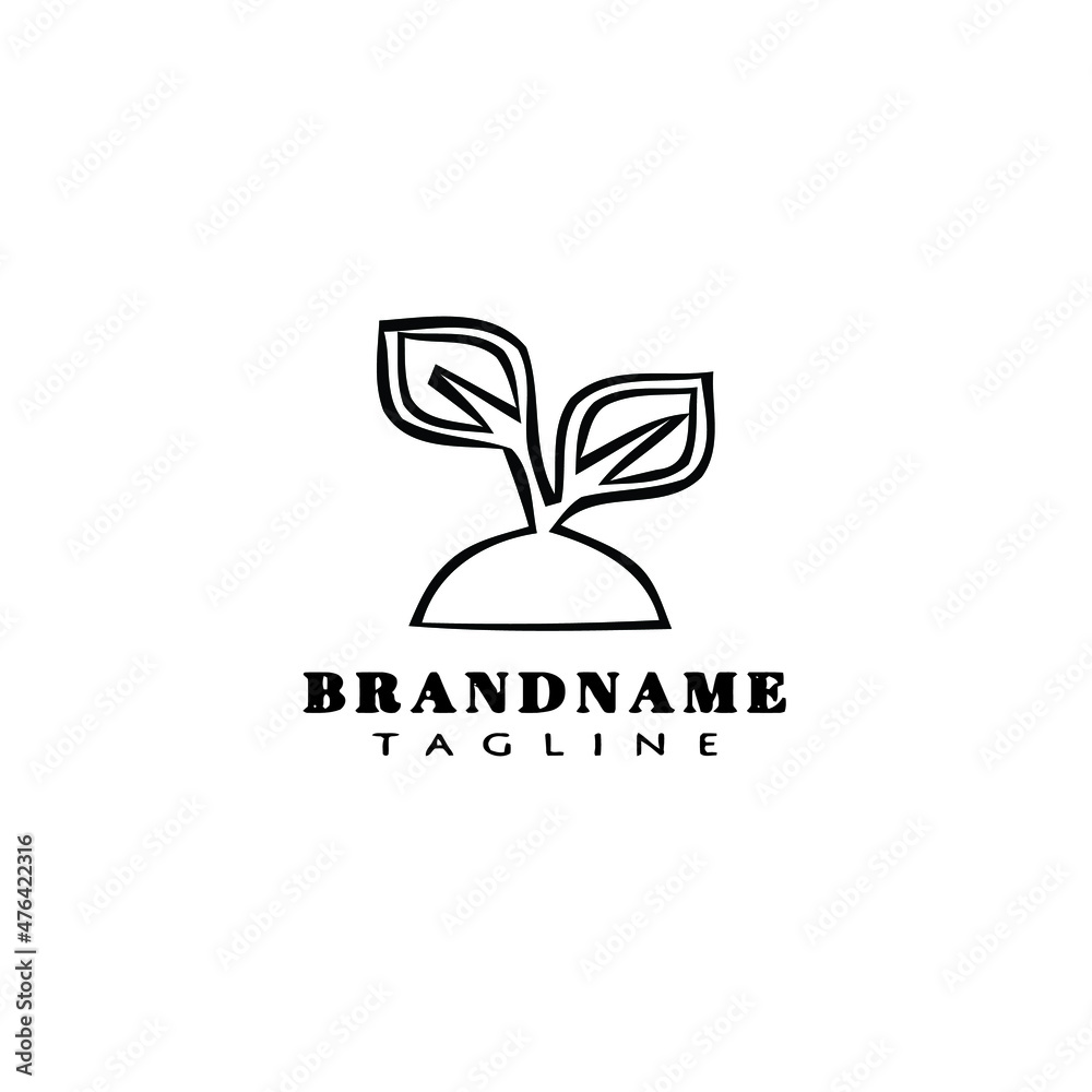 plants with leaves logo icon design template vector