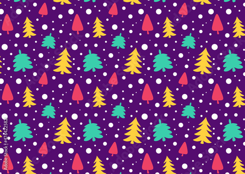 Christmas trees wallpaper seamless winter pattern
