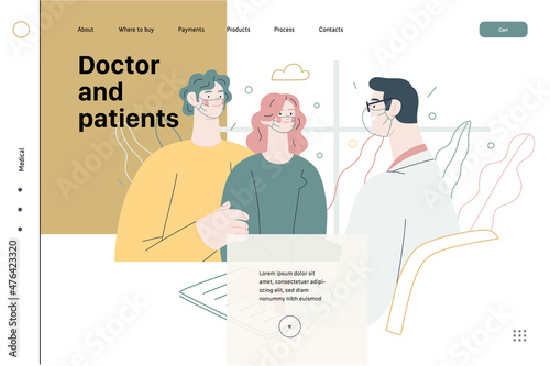 Doctor and patients - medical insurance web template