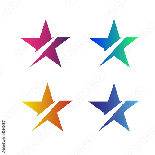 Star Logo set Illustration Colorful Gradeint Vector Design ideas
