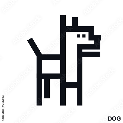 Dog logo icon sign Animal symbol Funny emblem Abstract linear 90s modern design Cartoon cute game style Fashion print clothes apparel greeting invitation card cover banner badge poster pet store club