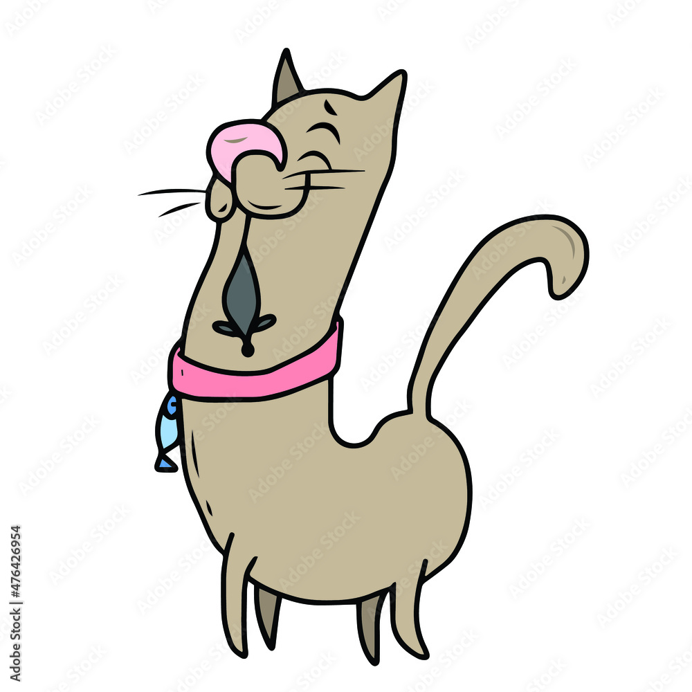 Fototapeta premium Vector children's design for fans and fabrics, postcards.Funny cat and different emotions