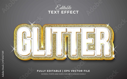 Editable 3d text effect style in gold glitter theme