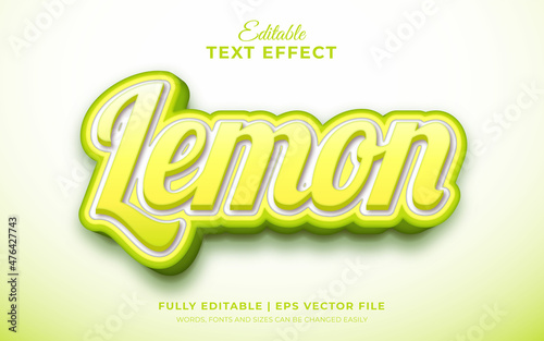Editable 3d text effect fresh lemon template style