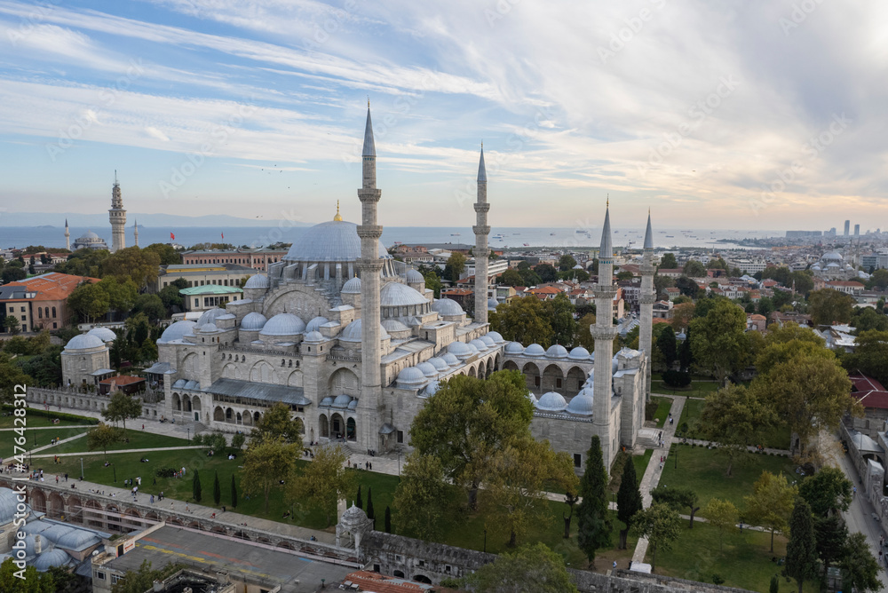 Suleymaniye Mosque Drone Photo, Fatih Istanbul Turkey