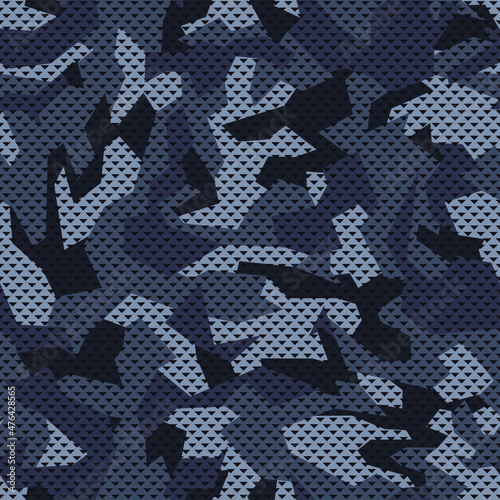 Geometric camouflage texture seamless pattern. Abstract modern military camo polygonal ornament for fabric and fashion print. Vector illustration.
