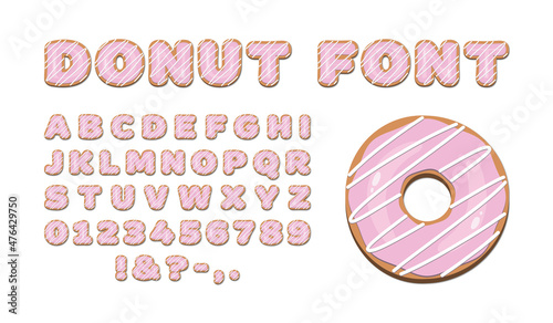 Donut font Pink glazed donut letters and numbers Doughnut alphabet