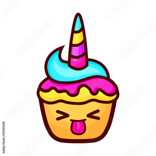 cute sweet cake character vector