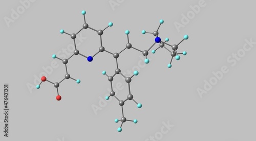 Acrivastine molecular structure isolated on grey photo