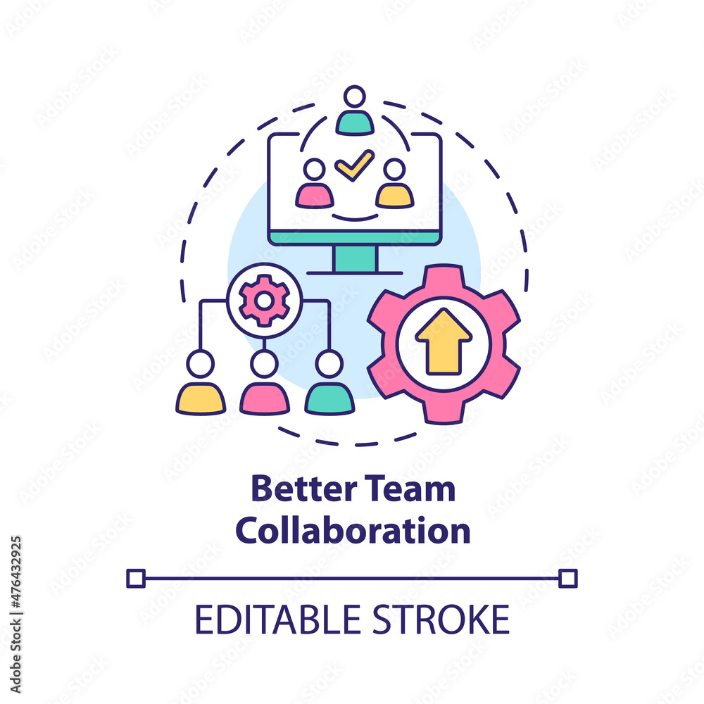 Better team collaboration concept icon. Improving workers efficiency abstract idea thin line illustration. Isolated outline drawing. Editable stroke. Roboto-Medium, Myriad Pro-Bold fonts used Better team collaboration concept icon. Improving workers efficiency abstract idea thin line illustration. Isolated outline drawing. Editable stroke. Roboto-Medium, Myriad Pro-Bold fonts used