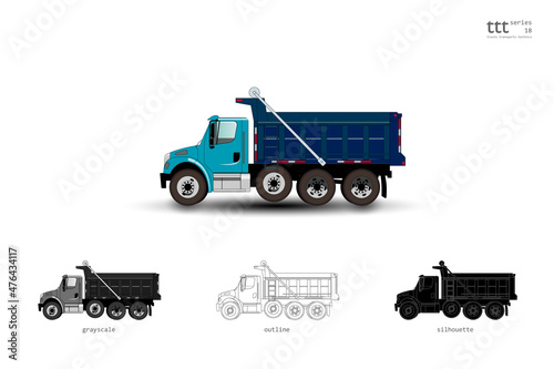 Insulated colored truck. 4-axle dump truck with lift axle