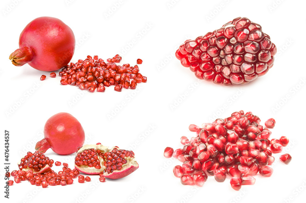Collection of pomegranates isolated on a white cutout Collection of pomegranates isolated on a white cutout