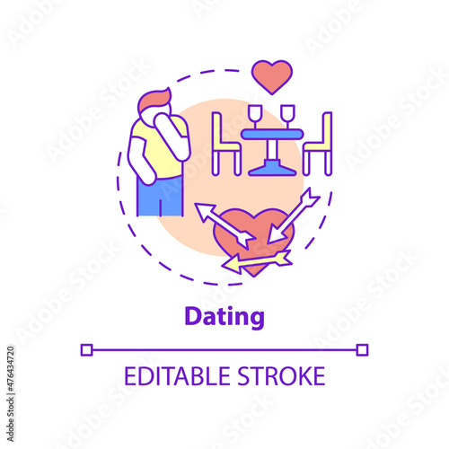 Dating concept icon. Love and relationship difficulties. Anxiety trigger abstract idea thin line illustration. Isolated outline drawing. Editable stroke. Roboto-Medium, Myriad Pro-Bold fonts used