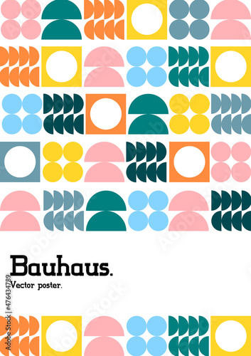 Abstract Bauhaus geometric poster. Modern trendy business flyer, booklet, brochure cover vector design template. A4 format.