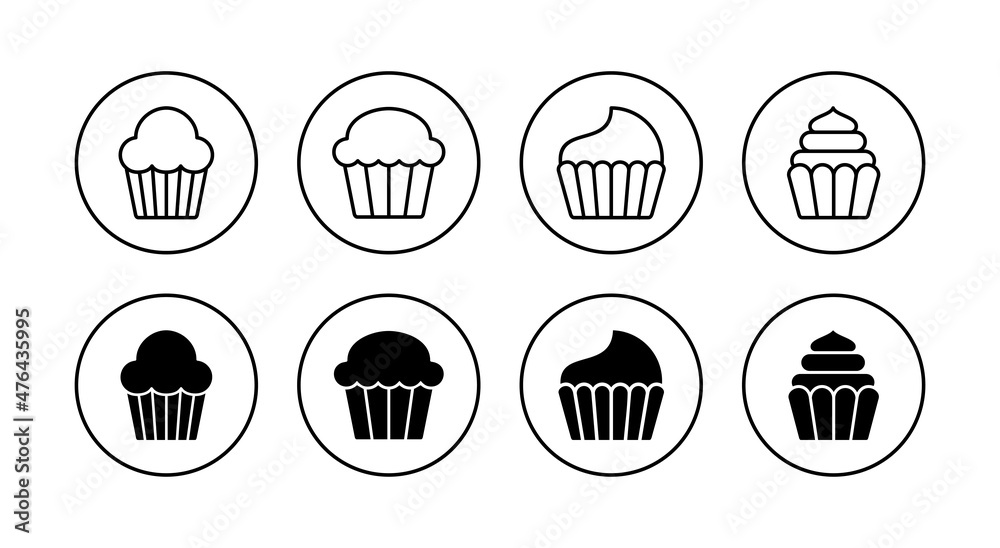 Cup cake icons set. Cup cake sign and symbol Cup cake icons set. Cup cake sign and symbol
