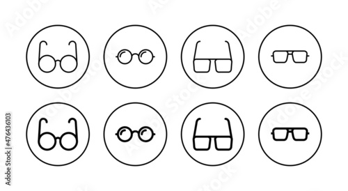Glasses icons set. Glasses sign and symbol