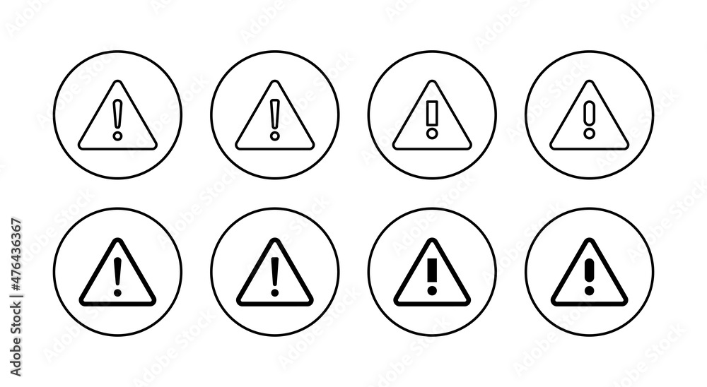 Exclamation danger icons set. attention sign and symbol. Hazard warning attention sign Exclamation danger icons set. attention sign and symbol. Hazard warning attention sign