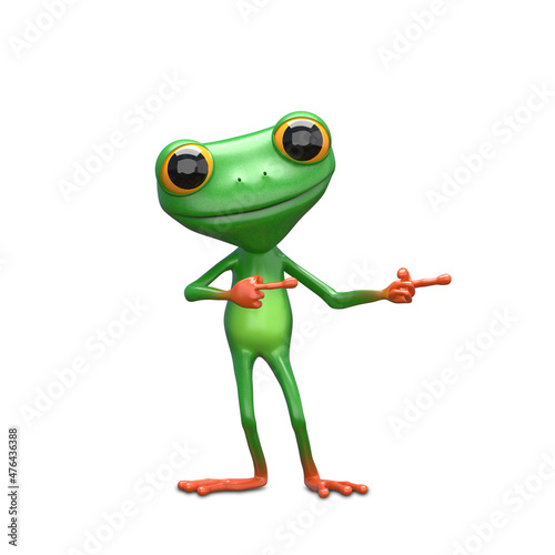 3D Illustration Green Frog Indicates Direction