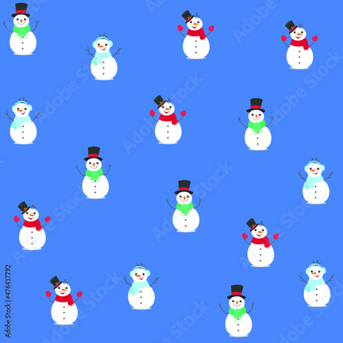 Snowmen seamless pattern