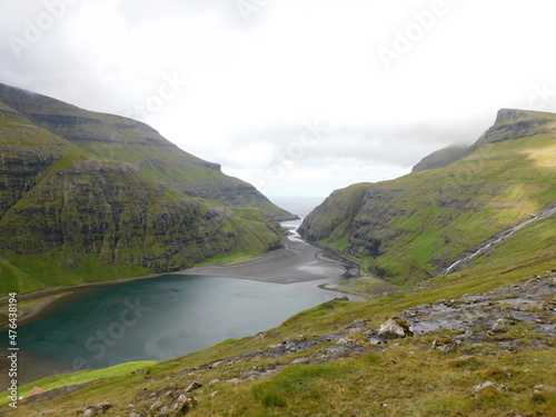 The beautiful Atlantic coastline and islets on the Faroe Islands