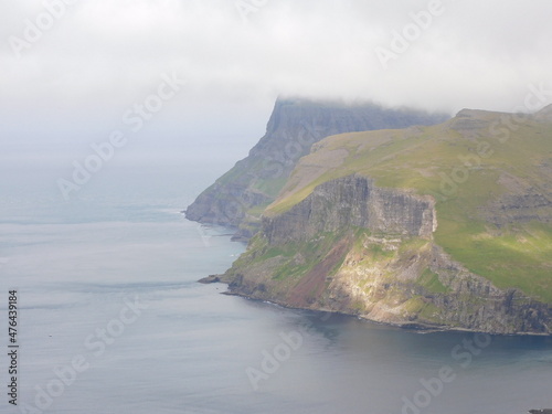 Beautiful mountain landscapes along the Atlantic Coast of the Faroe Islands